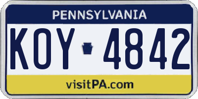 PA license plate KOY4842