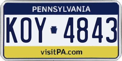 PA license plate KOY4843