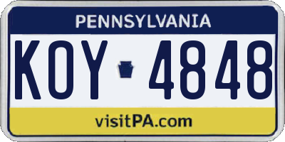 PA license plate KOY4848