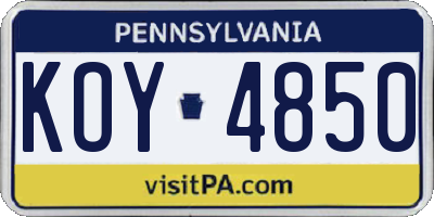 PA license plate KOY4850