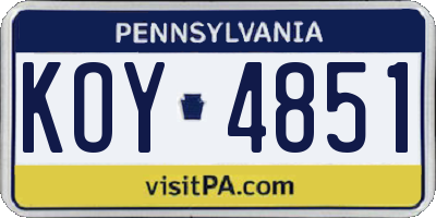 PA license plate KOY4851