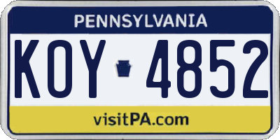 PA license plate KOY4852