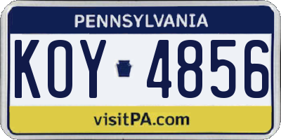 PA license plate KOY4856
