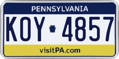 PA license plate KOY4857