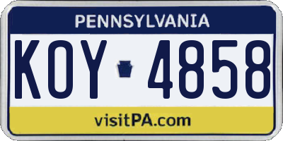 PA license plate KOY4858