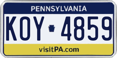 PA license plate KOY4859