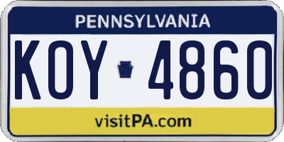 PA license plate KOY4860