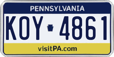 PA license plate KOY4861