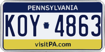 PA license plate KOY4863