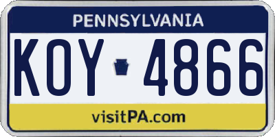 PA license plate KOY4866
