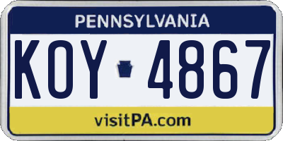 PA license plate KOY4867