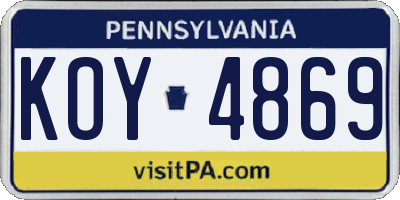 PA license plate KOY4869