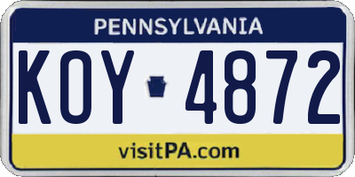 PA license plate KOY4872