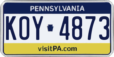 PA license plate KOY4873