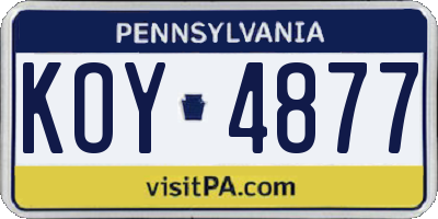 PA license plate KOY4877