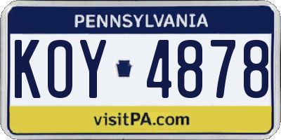 PA license plate KOY4878