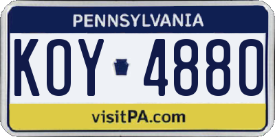 PA license plate KOY4880