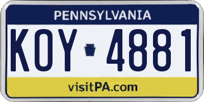 PA license plate KOY4881