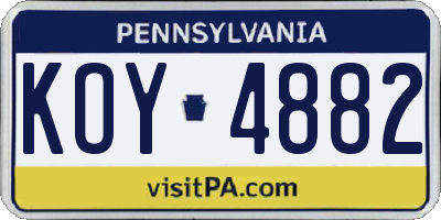 PA license plate KOY4882