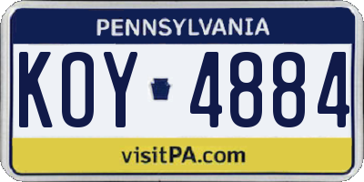 PA license plate KOY4884