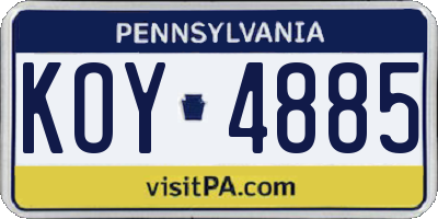 PA license plate KOY4885