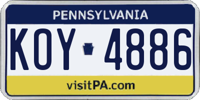 PA license plate KOY4886