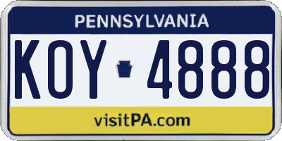PA license plate KOY4888