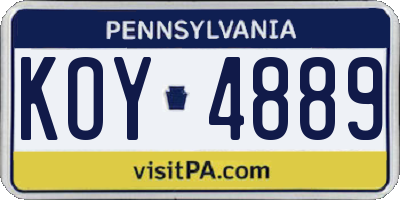 PA license plate KOY4889