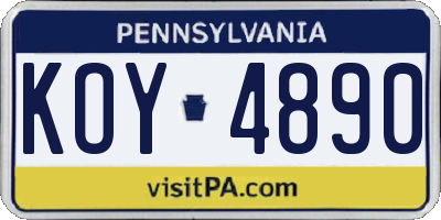PA license plate KOY4890