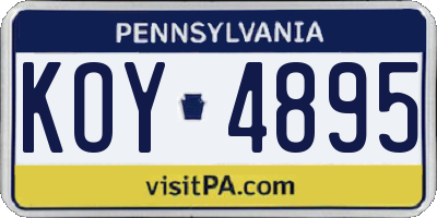 PA license plate KOY4895
