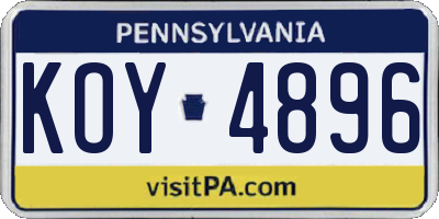 PA license plate KOY4896