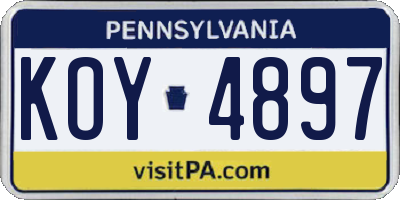 PA license plate KOY4897