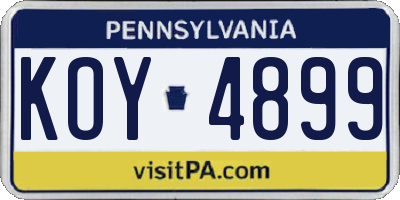 PA license plate KOY4899