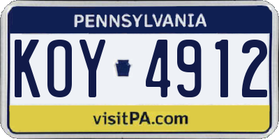 PA license plate KOY4912