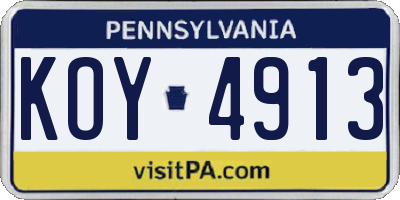 PA license plate KOY4913