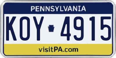 PA license plate KOY4915