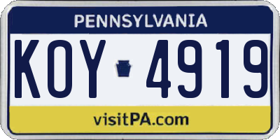 PA license plate KOY4919
