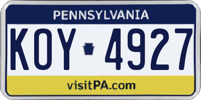 PA license plate KOY4927