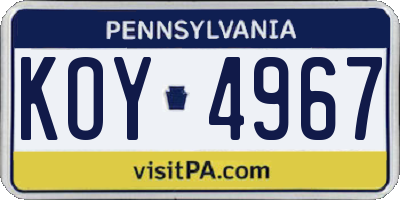 PA license plate KOY4967