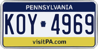 PA license plate KOY4969