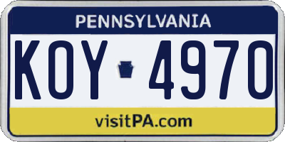 PA license plate KOY4970