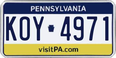 PA license plate KOY4971