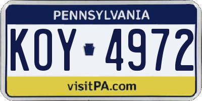 PA license plate KOY4972