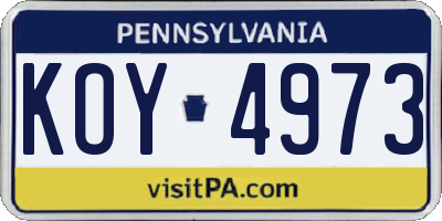 PA license plate KOY4973