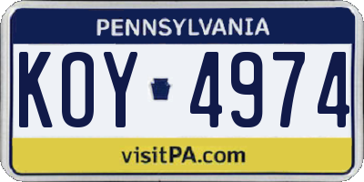 PA license plate KOY4974