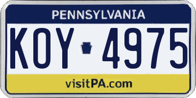 PA license plate KOY4975