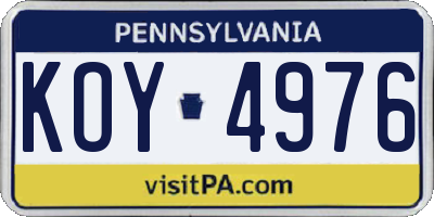 PA license plate KOY4976