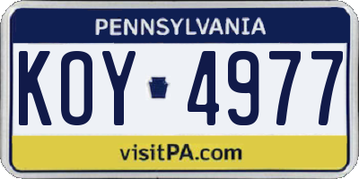 PA license plate KOY4977