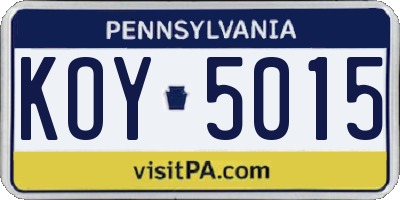PA license plate KOY5015