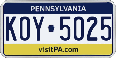 PA license plate KOY5025